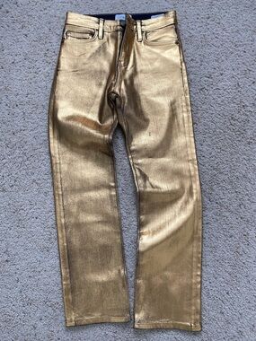 FRAME Le High Straight Jeans. Gold Chrome. 26.